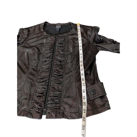 Clara Sun Woo Shiny Metallic Dot Dress Jacket Zip Up Size Medium - Picture 9 of 11